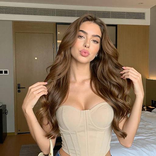 Portrait of Woman in Modern Hotel Room