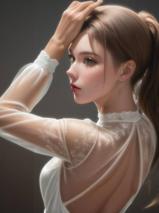 Young Woman in Backless White Dress