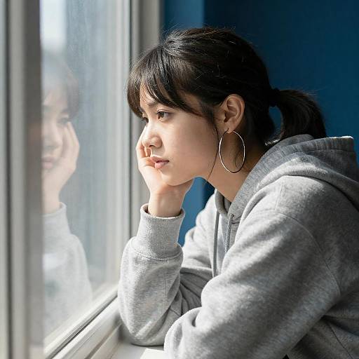 Pensive Woman at Sunlit Window