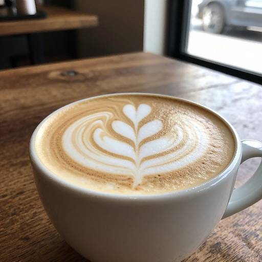 Creamy Latte Art in Rustic Café