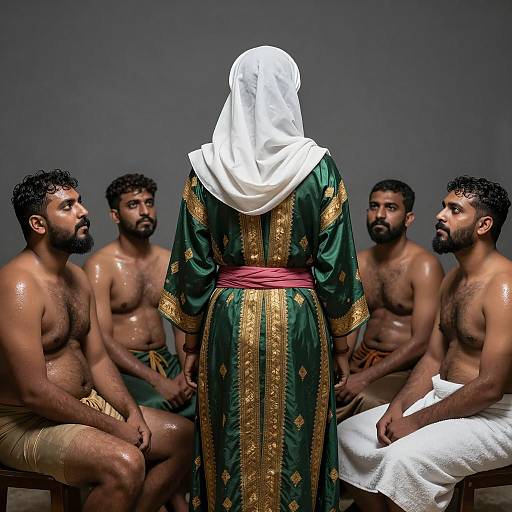 Mystery Gathering in Dimly Lit Room