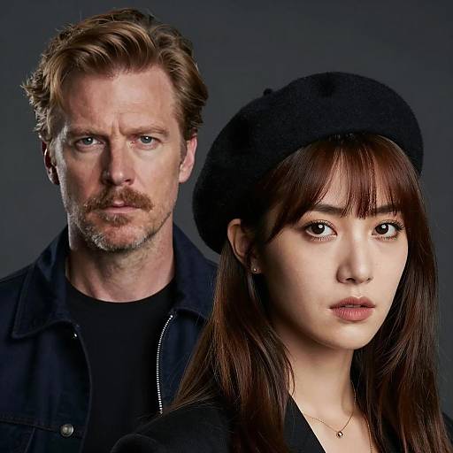 Serious Duo Against Dark Backdrop