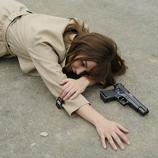 Mysterious Woman on Concrete Surface