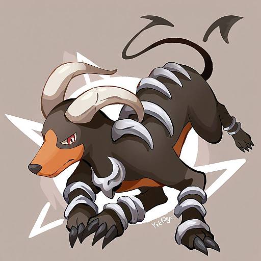 Illustration of Houndoom, pokemon in the style of Yuki00yo