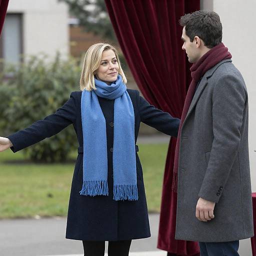 Woman With Outstretched Arms Before Curtain