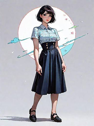 Chic Casual Woman in Striped Dress