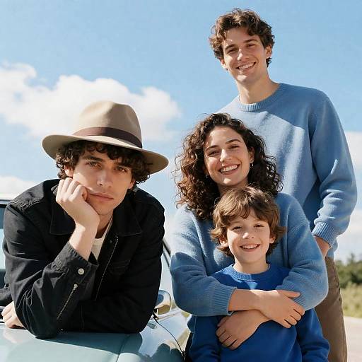 Outdoor Family Portrait under Blue Sky