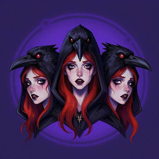 Tri-Headed Woman with Crow Hood