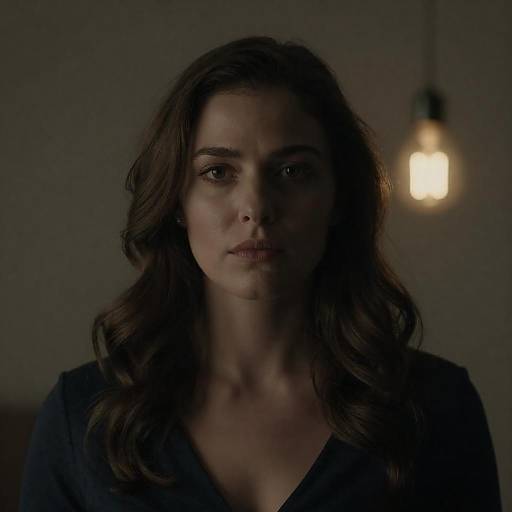 Moody Cinematic Portrait with Glowing Bulb