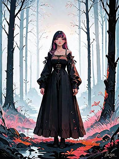 Dark Fantasy Woman in Forest