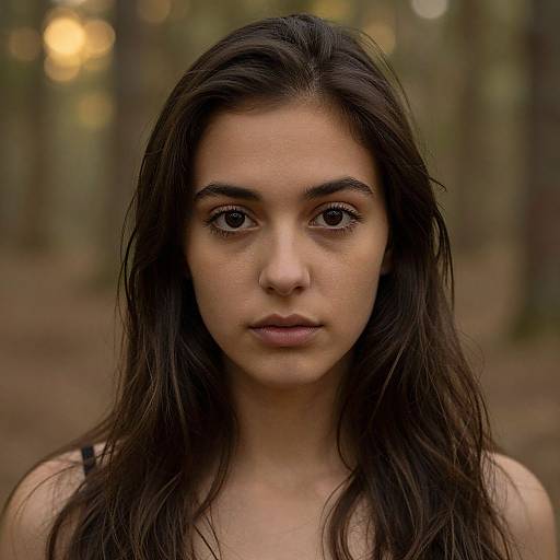 Thoughtful Woman in Sunlit Forest