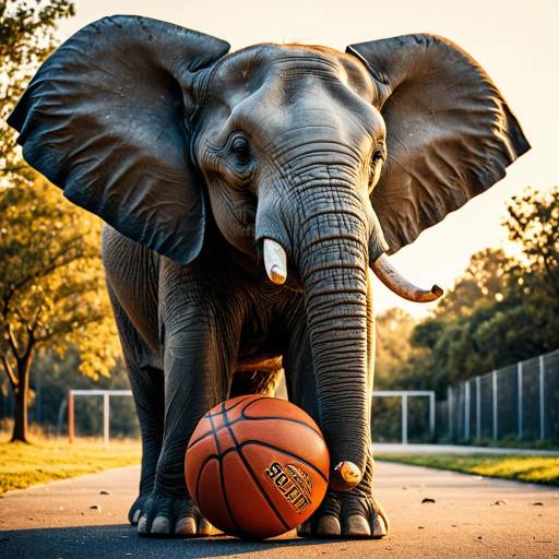 Elephant Playing with Basketball at Golden Hour