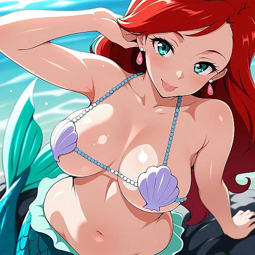 Illustration of Ariel (disney), the little mermaid in the style of Jabara tornado