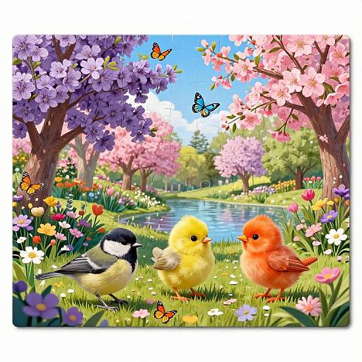 Chickadees and Lillacs Spring Puzzle