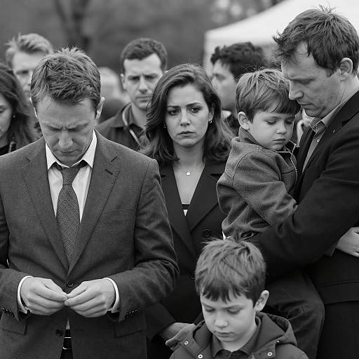 Emotional Black-and-White Family Portrait