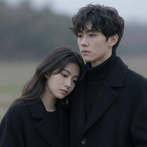 Moody Couple in Cool Outdoor Portrait