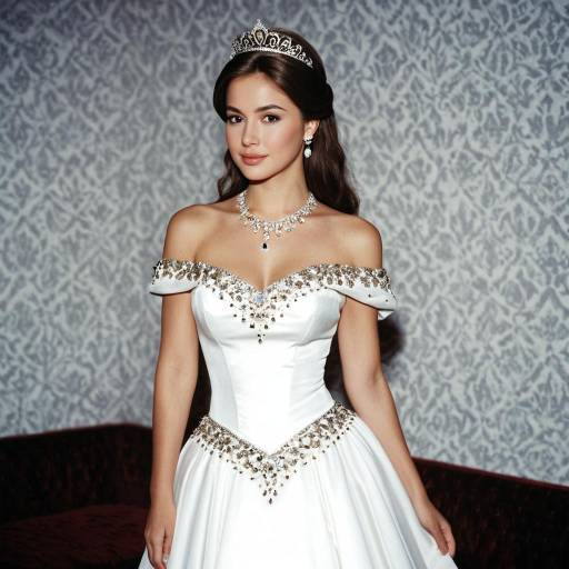 Elegant Royal Queen in White Dress