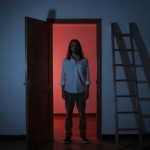 Mysterious Silhouette in Colorful Light