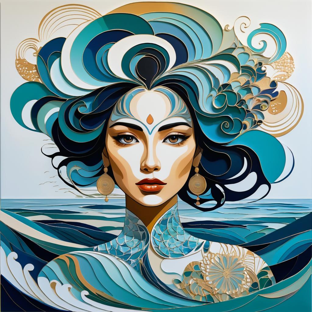 Neo-Traditional Abstract Woman in Ocean