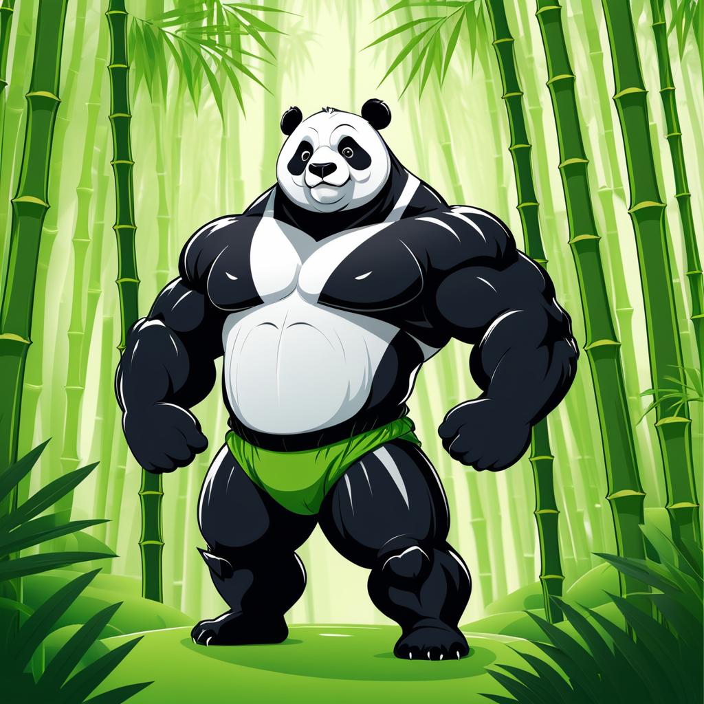 Buff Panda in Serene Bamboo Forest