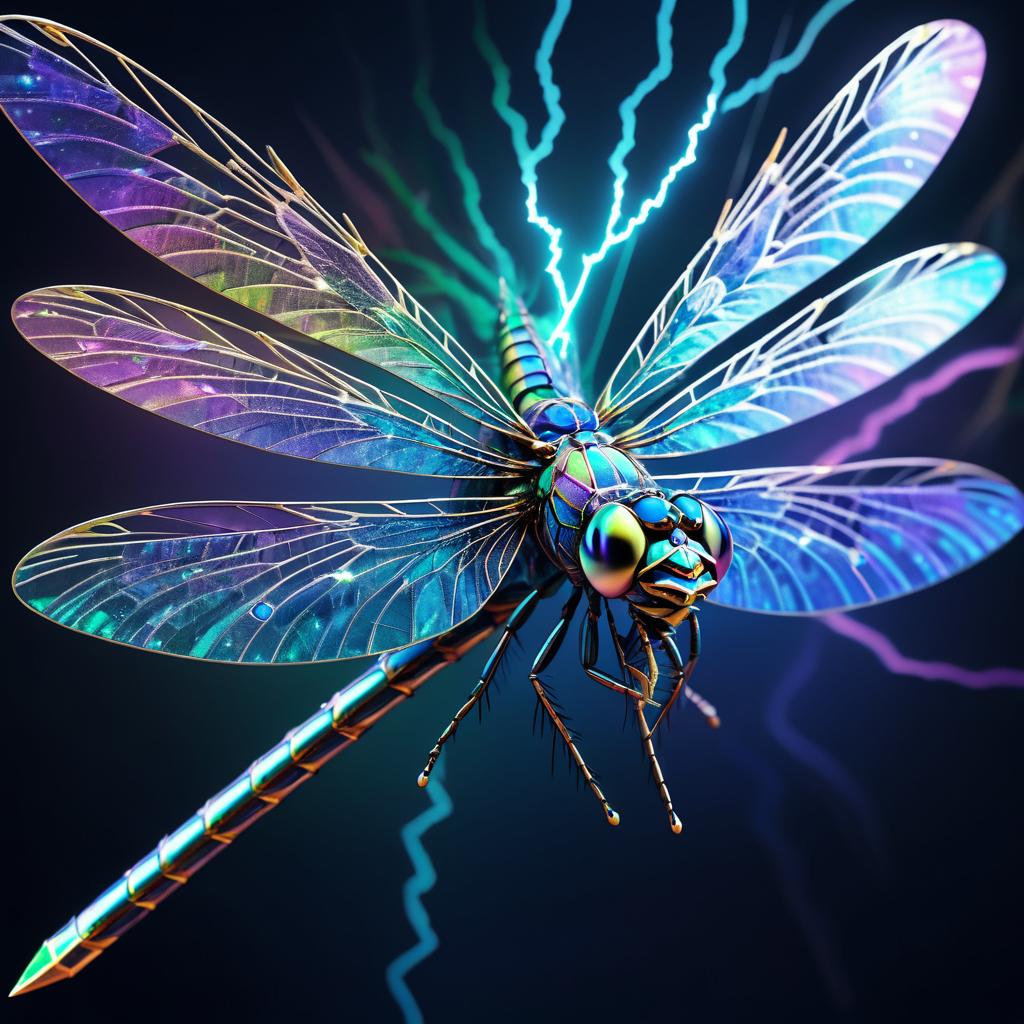 Hyperrealistic Crystalline Dragonfly Concept Art