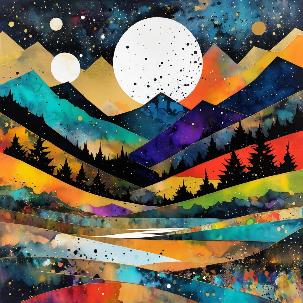 Dynamic Abstract Collage of Mountain Serenity