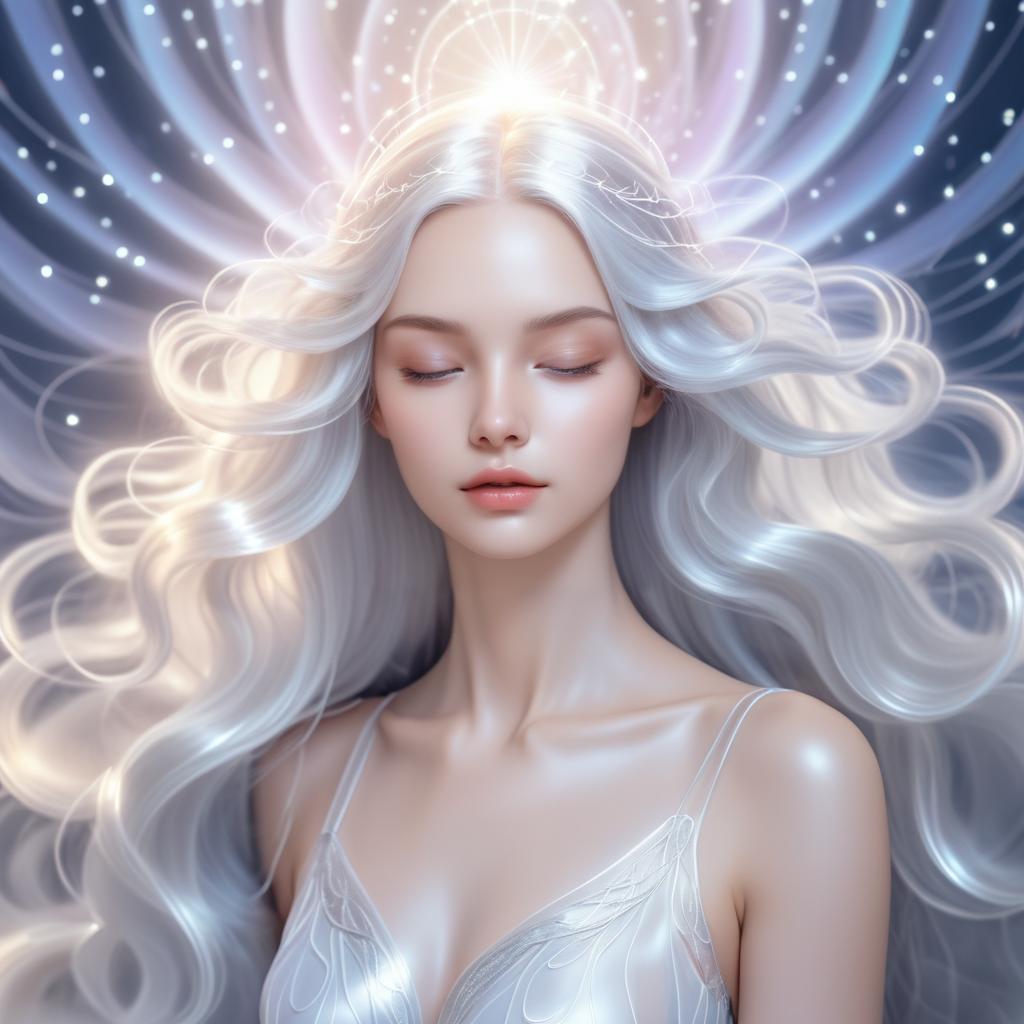 Ethereal Beauty: Silver-Haired Whimsical Woman