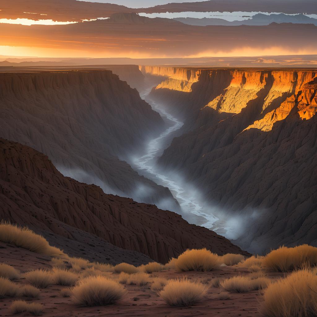 Southwestern Dawn Over Craggy Canyons