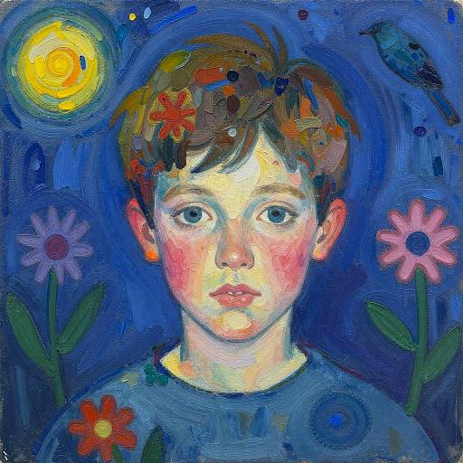 Colorful Gouache Child Portrait