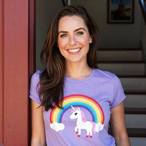 Radiant Smiles by a Colorful Door