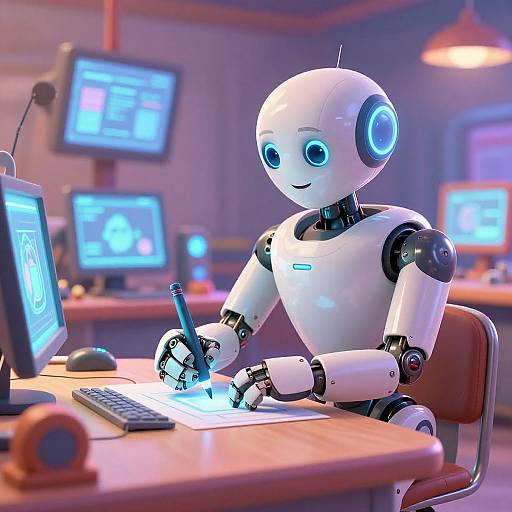 High-Tech Robot Crafting Animated Character