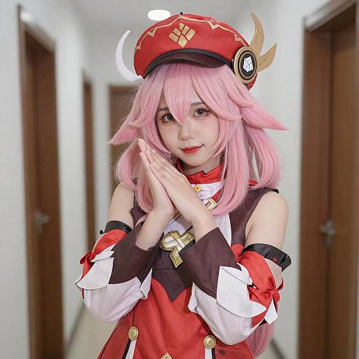 Cosplay of Pink-Haired Female Character