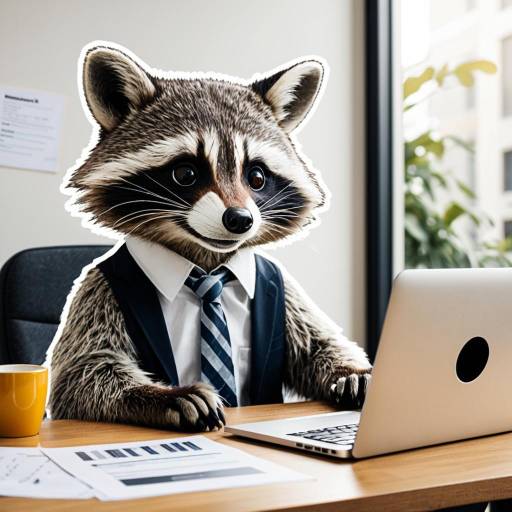 Business Raccoon Working at Desk