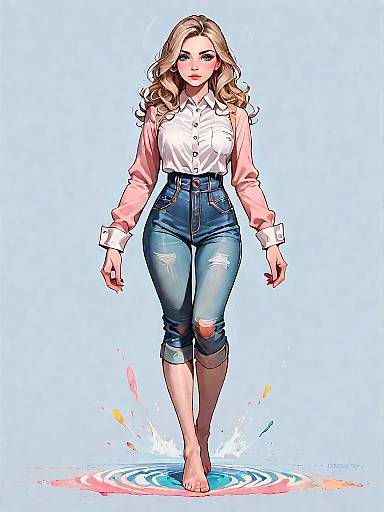 Chic Casual Woman in Denim Outfit