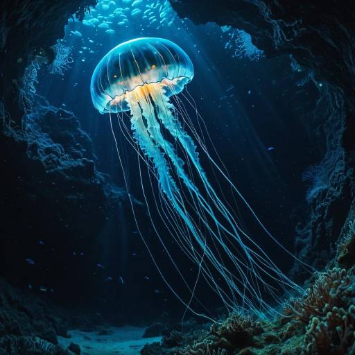 Ethereal Jellyfish in a Dark Cave