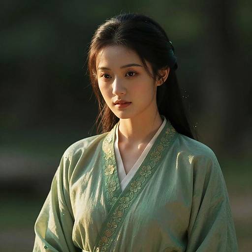 Cinematic Portrait of Girl in Green