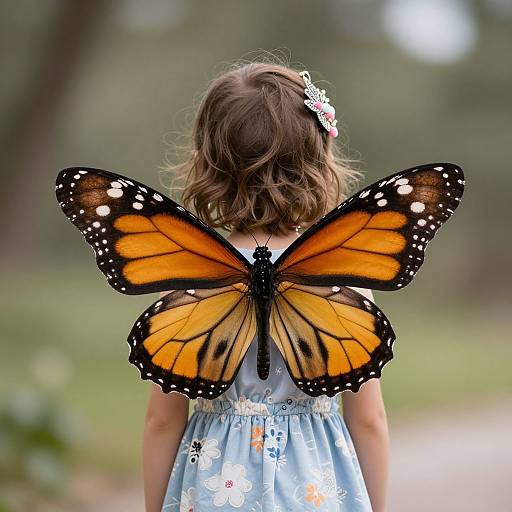 Toddler Girl with Butterfly Wings