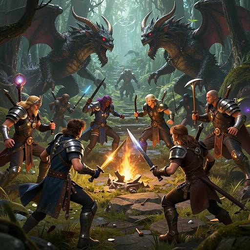 Epic DND Battle in Enchanted Forest