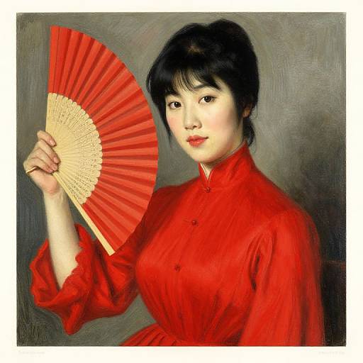 Asian Kitri in Red Dress Impressionism