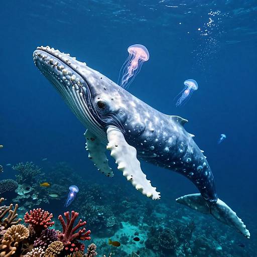 Ethereal Underwater Whale Skeleton Scene