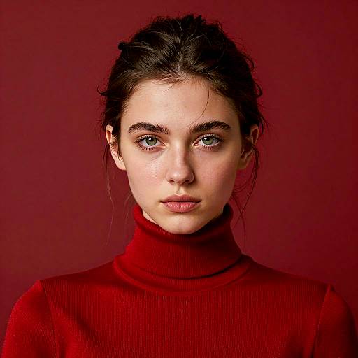 Young Woman in Red Turtleneck Portrait