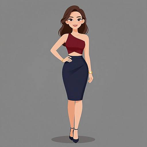 Chic Woman in Stylish Halter-Top and Skirt