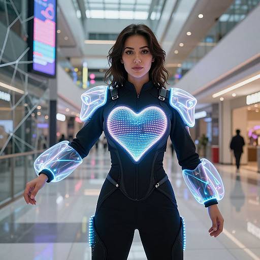 Confident Woman in LED Light Suit