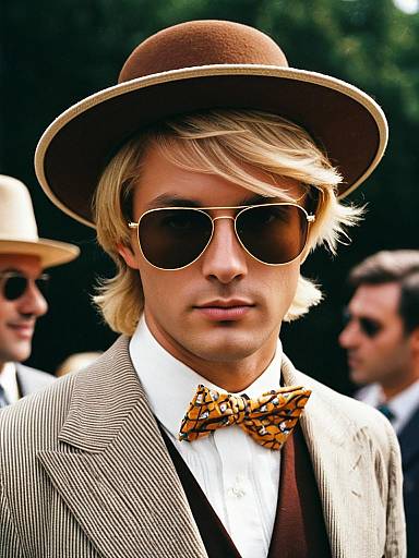 Stylish Young Man in Brown Hat and Sunglasses
