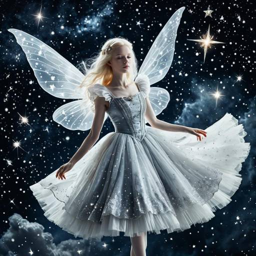 Albino Celestial Fairy in Starry Nebula