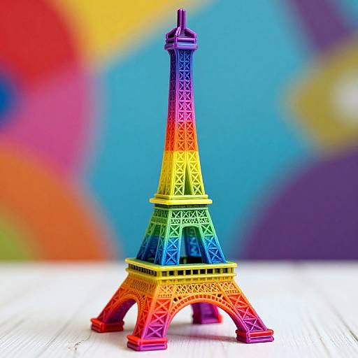 Rainbow 3D-Printed Eiffel Tower Figurine