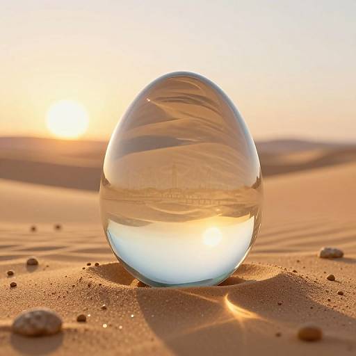 Translucent Glass Egg in Golden Desert