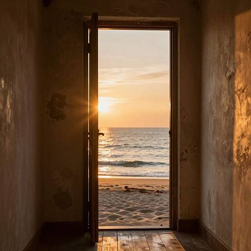 Sunset Through Partially Open Door