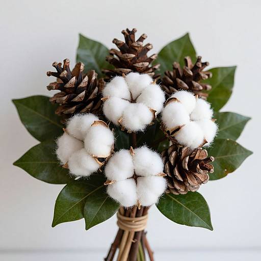 Rustic Elegant Cotton and Pinecone Bouquet