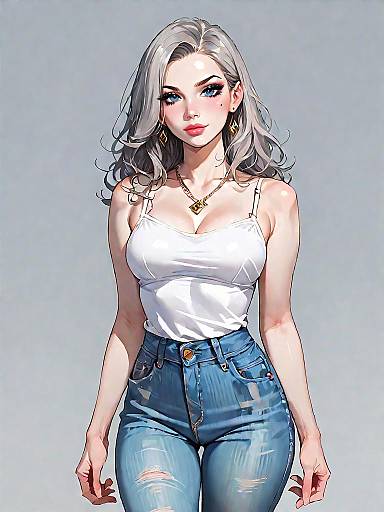 Chic Woman in Casual Outfit Portrait